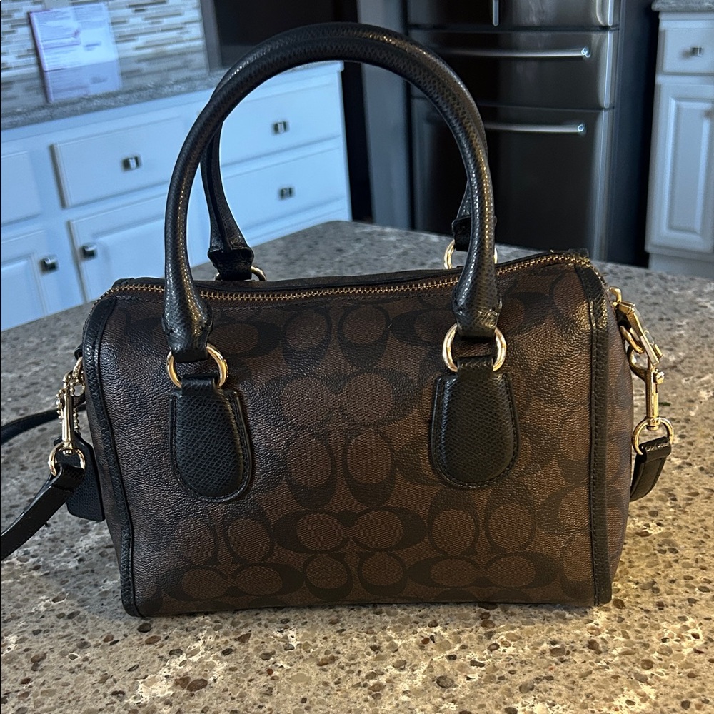 COACH Signature Mini Bennett Satchel Crossbody, Brown/Black F34084, EUC - Picture 2 of 7